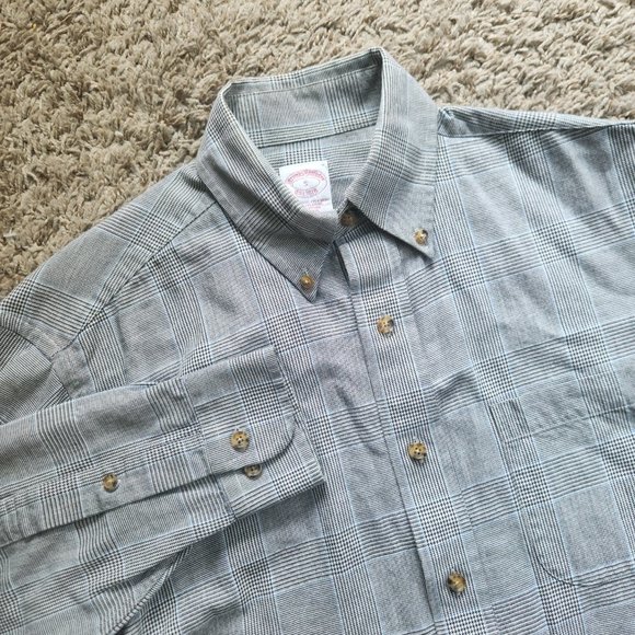 Brooks Brothers Brooksflannel 1818 Dress Shirt Men's S Small 14.5" Wool-Cotton - Picture 1 of 9